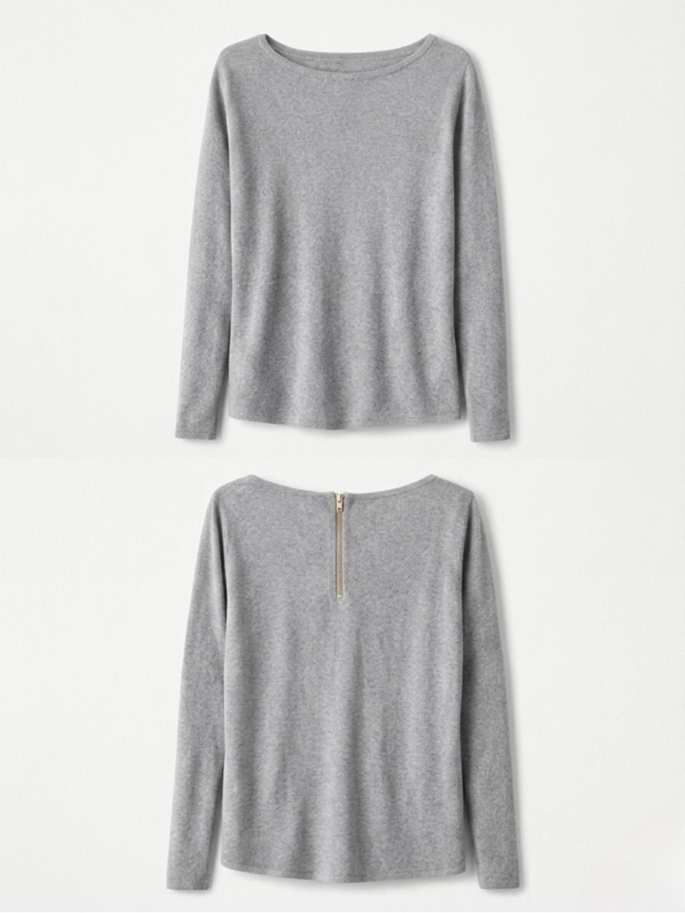 NWT Michael Kors Gray Boatneck Sweater Gold‎ Back Zipper - Small